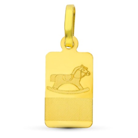 Placa Chapa Oro Amarillo Bebe Caballo 16X8 Mm oro 18k