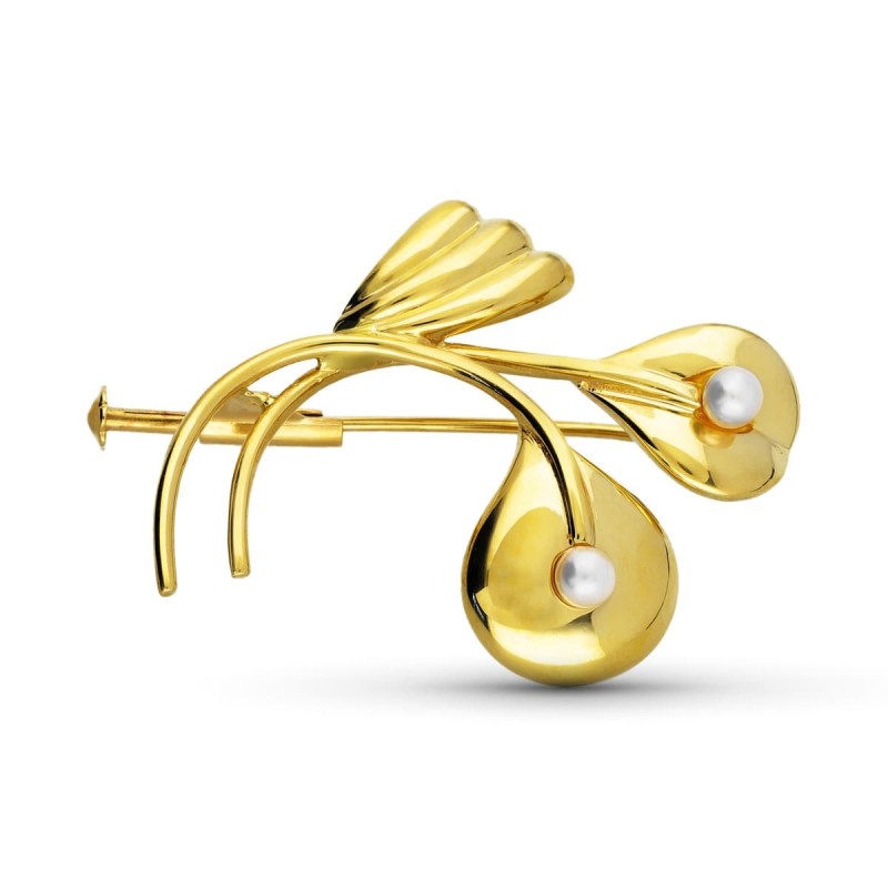 Broche Oro Amarillo Rama 2 Perla 35X27 Mm oro 18k