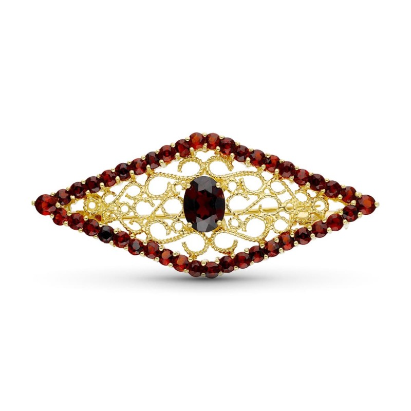 Broche Oro Amarillo Rombo Granate 50X21 Mm oro 18k