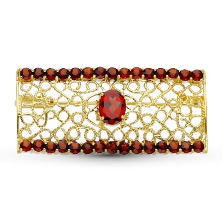 Broche Oro Amarillo Rectangulo Granate 43X20 Mm oro 18k