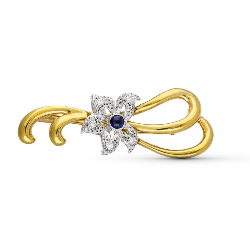 Broche Oro Bicolor 2 Ramas. 48X18 Mm oro 18k