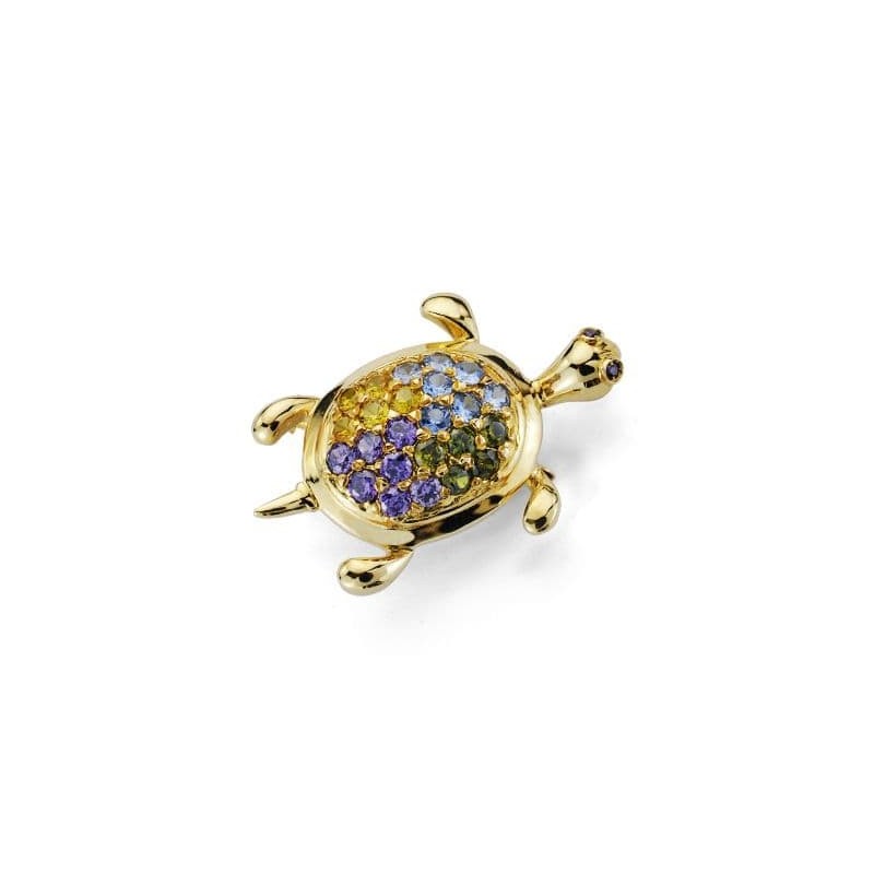 Alfiler Oro Amarillo Tortuga Circonitas oro 18k