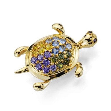 Alfiler Oro Amarillo Tortuga Circonitas oro 18k