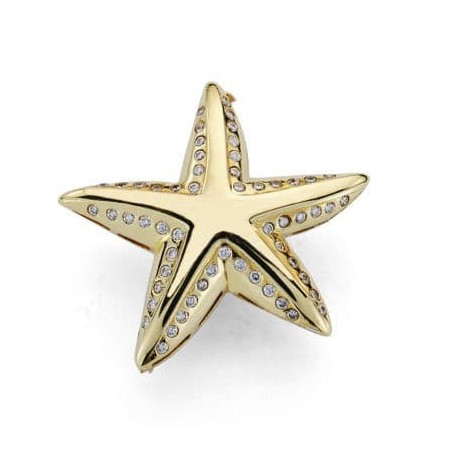 Alfiler Oro Amarillo Estrella Circonitas oro 18k