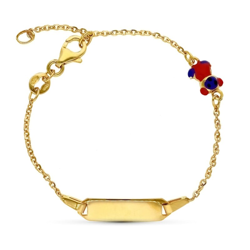 Pulsera Esclava Oro Amarillo Oso Esmalte 16Cm oro 18k