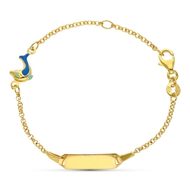 Esclava Oro Amarillo Delfin Esmalte 16Cm oro 18k