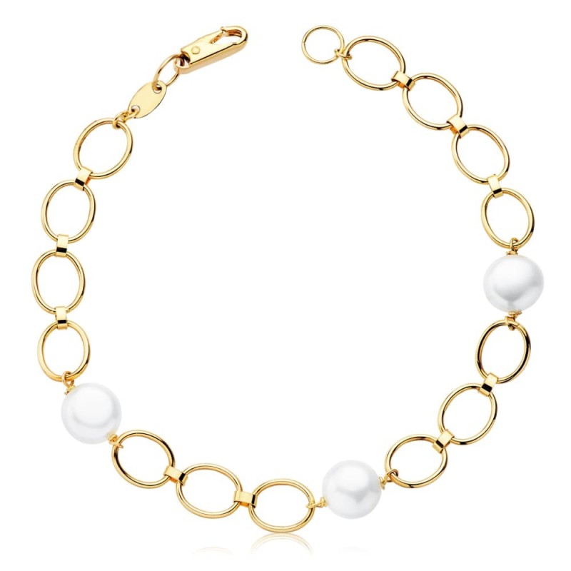 Pulsera Oro Comunion Perla Cultivada Oval 18Cm oro 18k