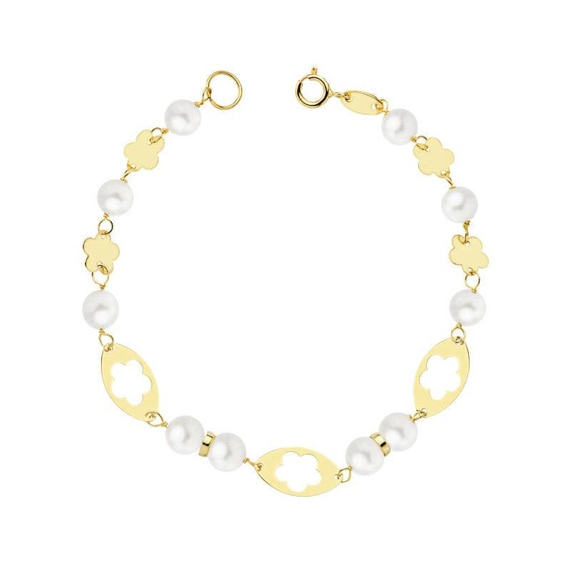 Pulsera Comunion Oro Amarillo Perla 5.5 Mm 16Cm oro 18k