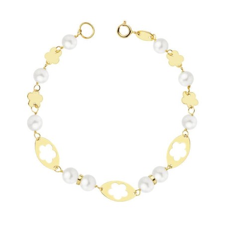 Pulsera Comunion Oro Amarillo Perla 5.5 Mm 16Cm oro 18k