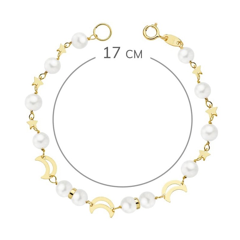 Pulsera Oro Amarillo Comunion Perla 5 Mm 17Cm oro 18k
