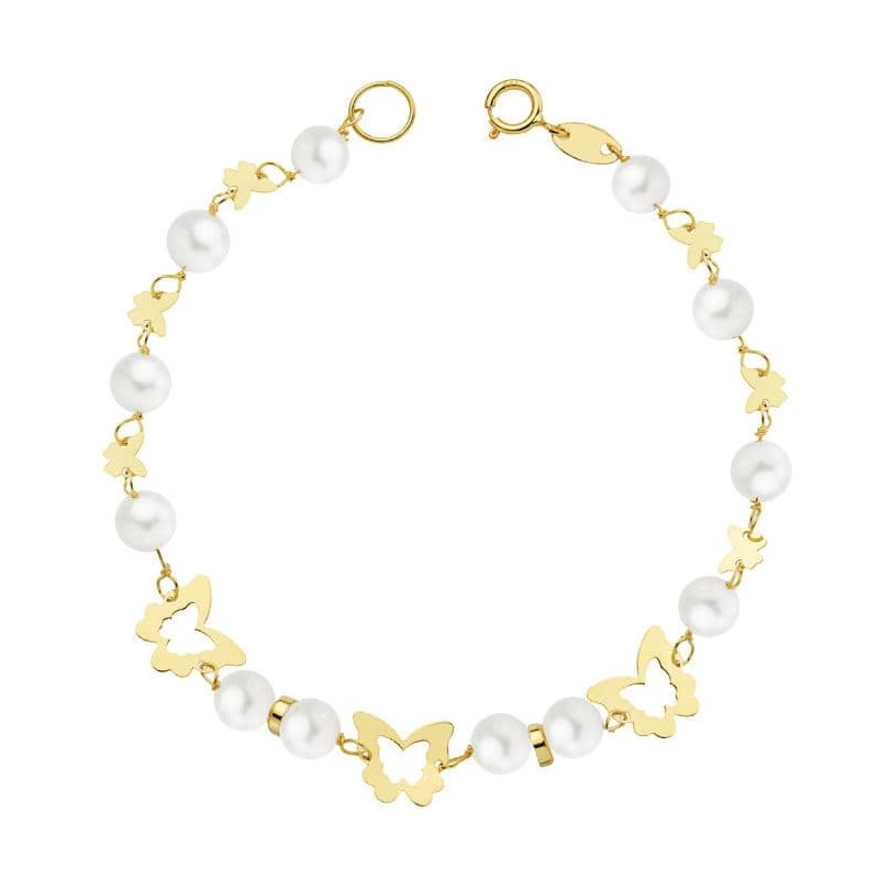 Pulsera Oro Amarillo Comunion Perla 5.5 Mm 17Cm oro 18k