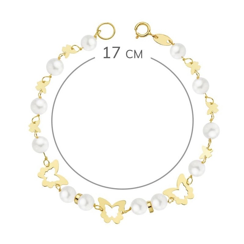 Pulsera Oro Amarillo Comunion Perla 5.5 Mm 17Cm oro 18k