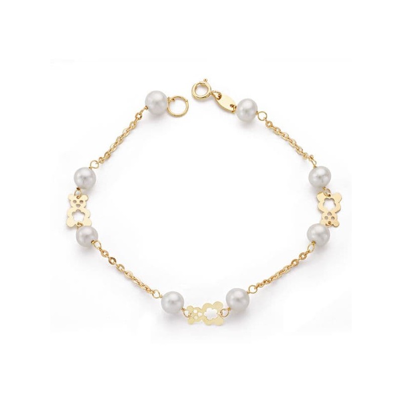 Pulsera Oro Amarillo Comunion Perla 5.5 Mm 17Cm oro 18k