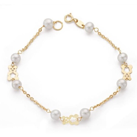 Pulsera Oro Amarillo Comunion Perla 5.5 Mm 17Cm oro 18k