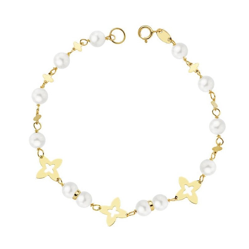 Pulsera Oro Amarillo Comunion Perlas 5 Mm 18Cm oro 18k