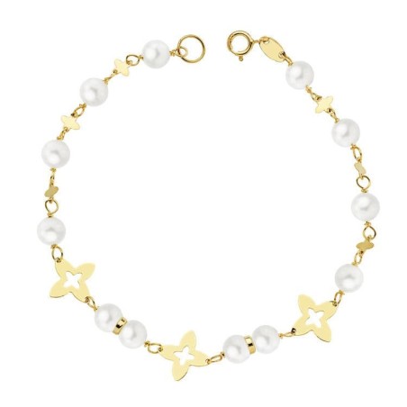 Pulsera Oro Amarillo Comunion Perlas 5 Mm 18Cm oro 18k