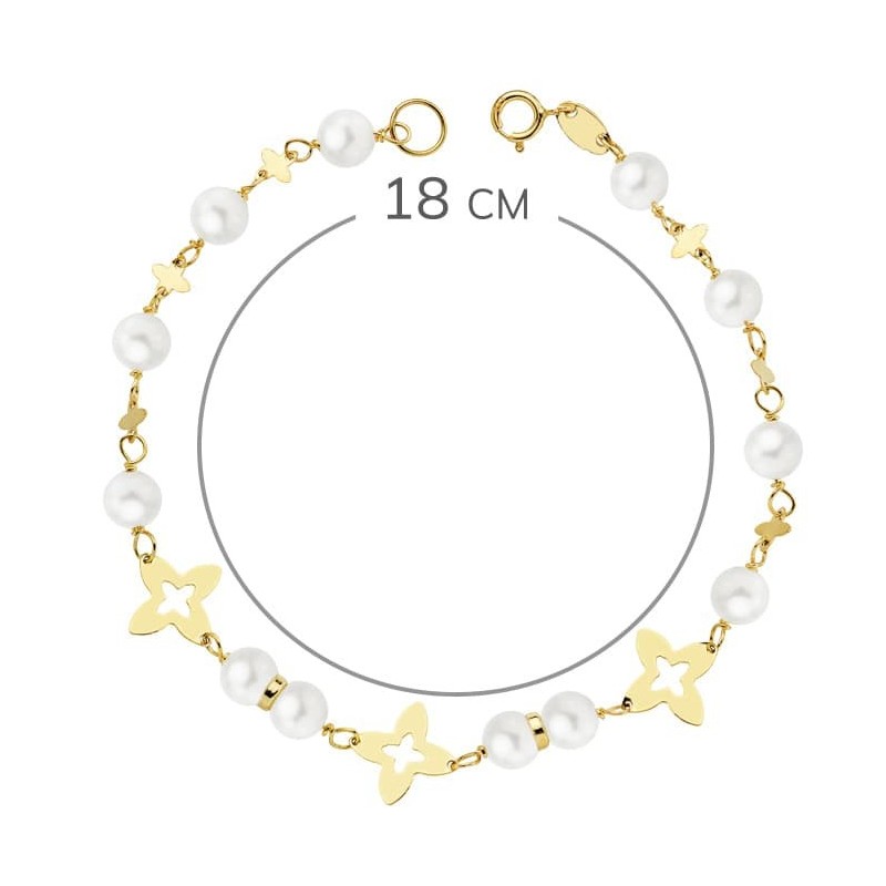 Pulsera Oro Amarillo Comunion Perlas 5 Mm 18Cm oro 18k
