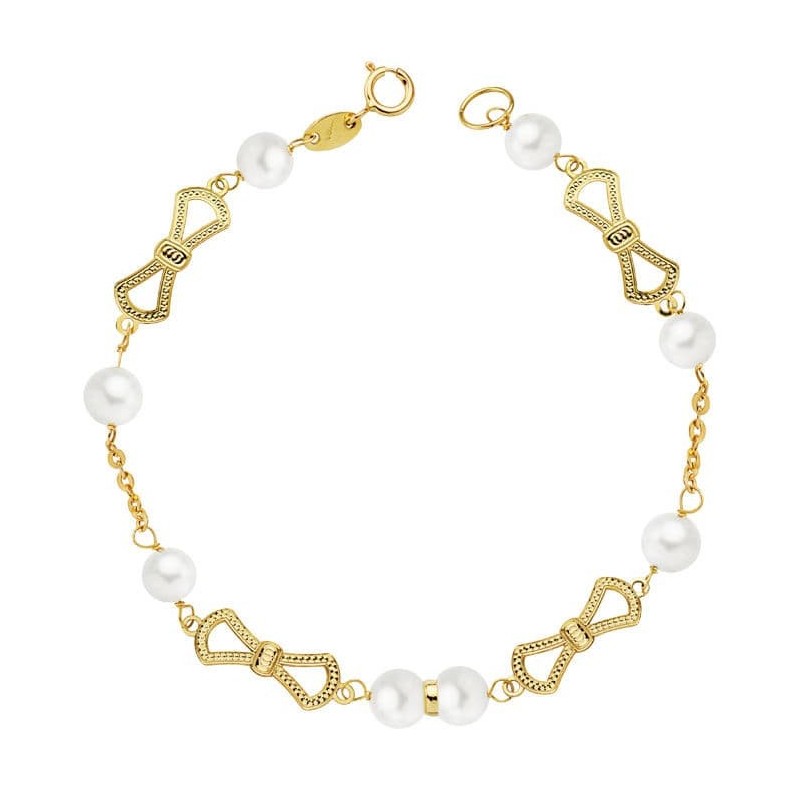 Pulsera Oro Amarillo Comunion Perla 5.5 Mm 17.50Cm oro 18k