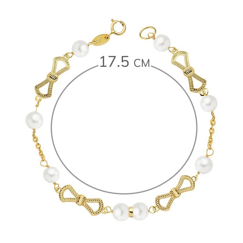 Pulsera Oro Amarillo Comunion Perla 5.5 Mm 17.50Cm oro 18k