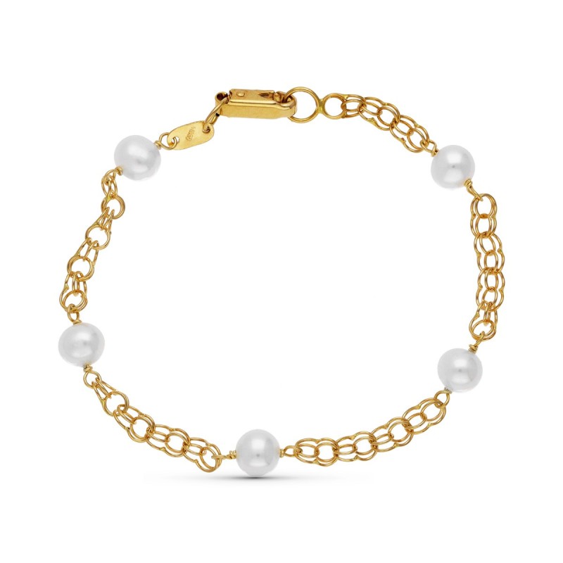 Pulsera Oro Amarillo Perla 16.5 Cm oro 18k