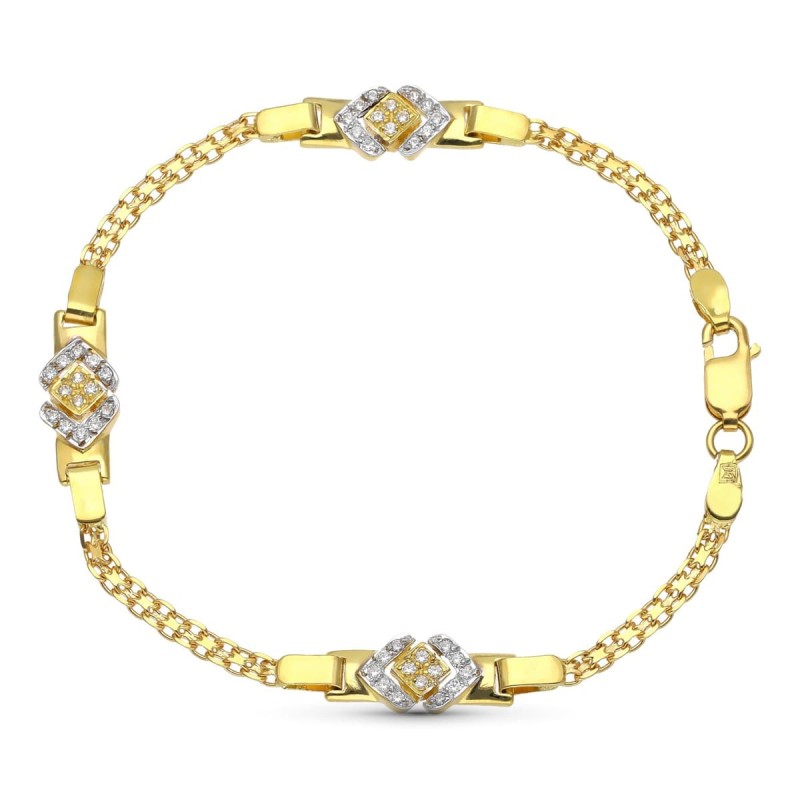 Pulsera Oro Bicolor De Comunion Con Circonitas oro 18k
