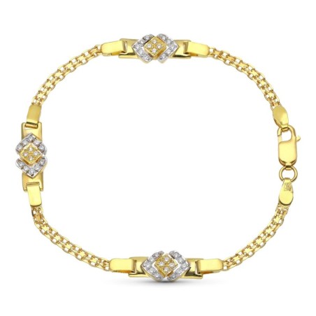 Pulsera Oro Bicolor De Comunion Con Circonitas oro 18k