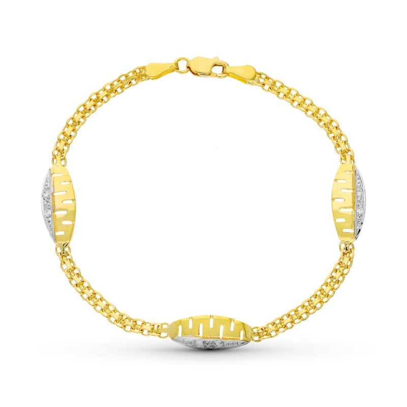Pulsera Oro Bicolor Circonita 17.5 Cm oro 18k