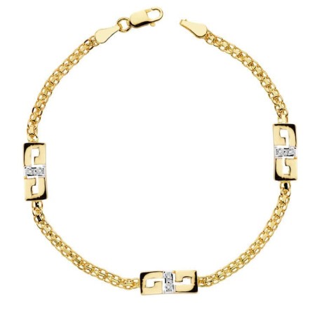 Pulsera Bicolor Circonita 17Cm oro 18k