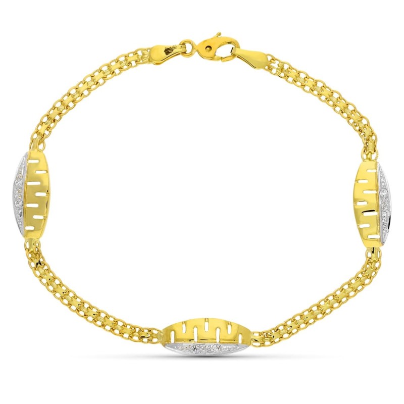 Pulsera Oro Bicolor Comunion Circonita 17Cm oro 18k