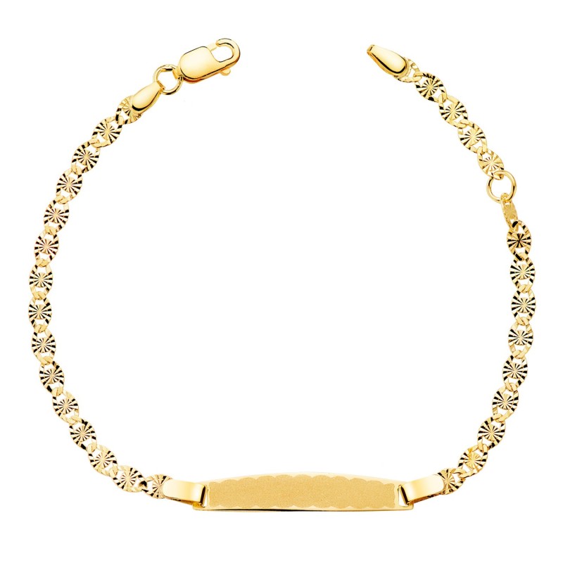 Esclava Oro Amarillo Tallado Macizo 2,8Mm. Placa Chapa: 25X4Mm. Largo 14,5 2 Cm oro 18k