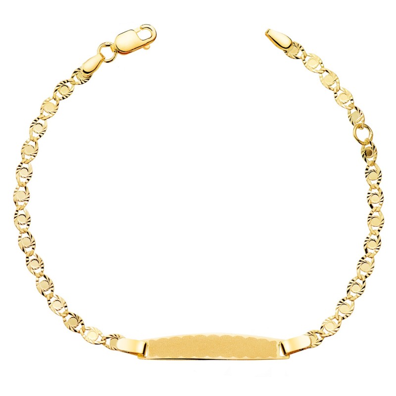 Esclava Oro Amarillo Tallado Macizo 2,8Mm. Placa Chapa: 25X4Mm. Largo 14,5 2 Cm oro 18k