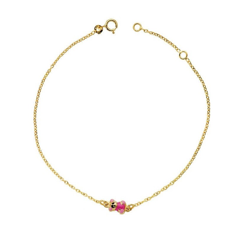 Pulsera Oro Amarillo Oso Esmalte 18Cm oro 18k