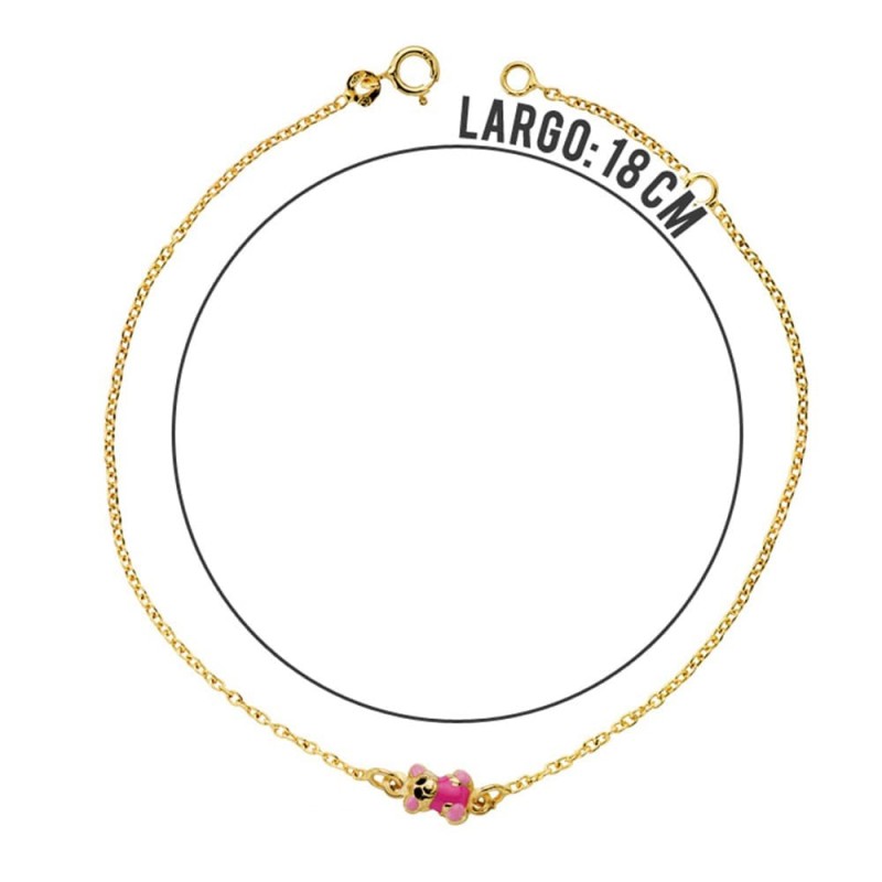 Pulsera Oro Amarillo Oso Esmalte 18Cm oro 18k