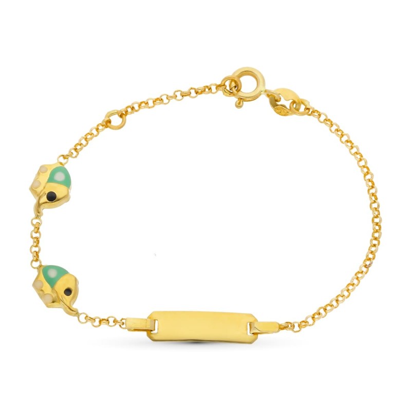 Esclava Oro Amarillo Elefantes Esmalte 15.5 Cm oro 18k