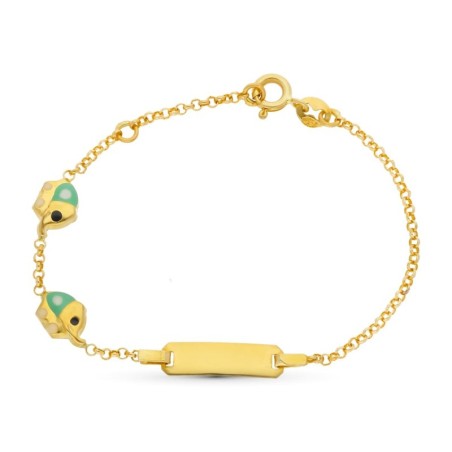 Esclava Oro Amarillo Elefantes Esmalte 15.5 Cm oro 18k