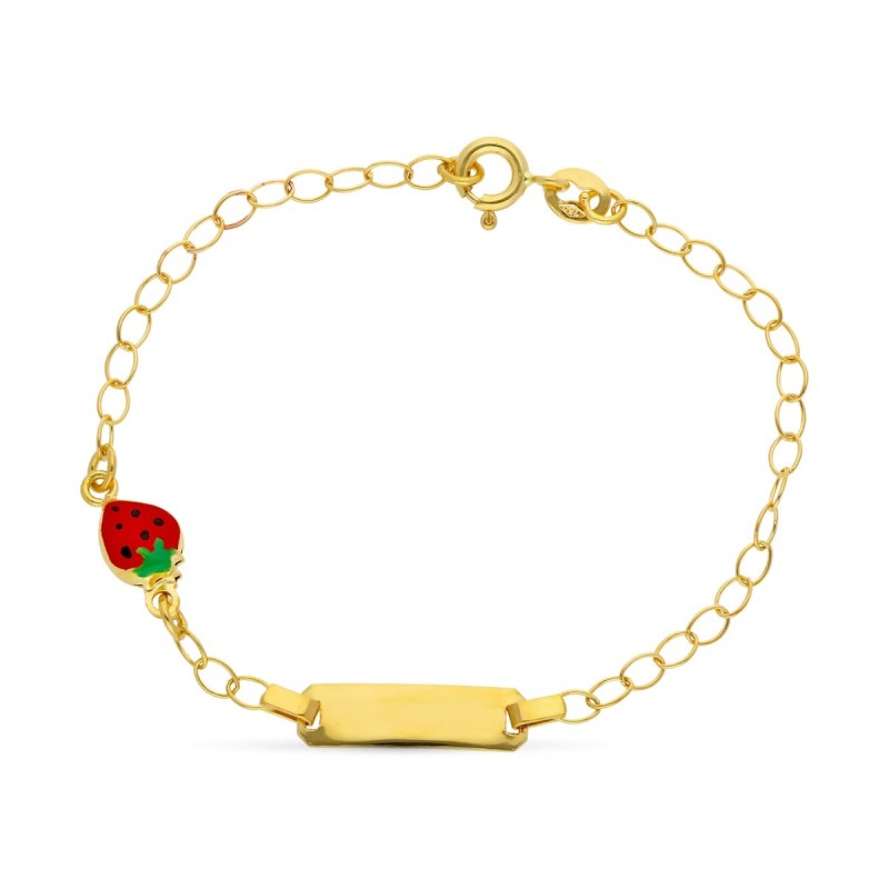 Esclava Oro Amarillo Fresa Esmalte 16Cm oro 18k