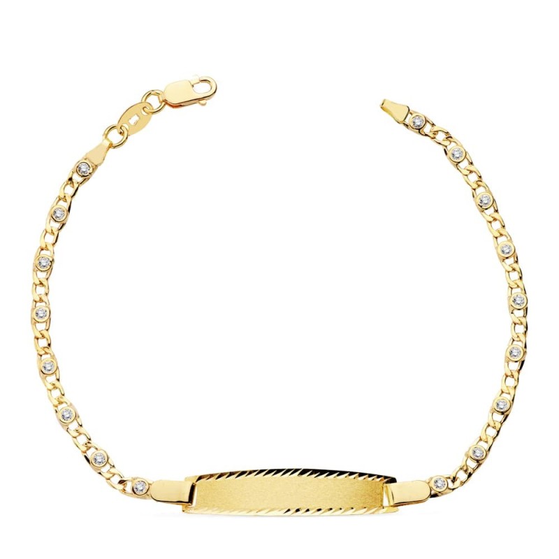 Pulsera Esclava Oro Amarillo Circonita 16.5Cm 2.5 Mm oro 18k