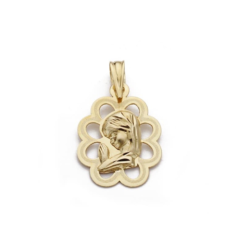 Medalla Oro Amarillo Virgen Niña Calada 18X13 Mm oro 18k