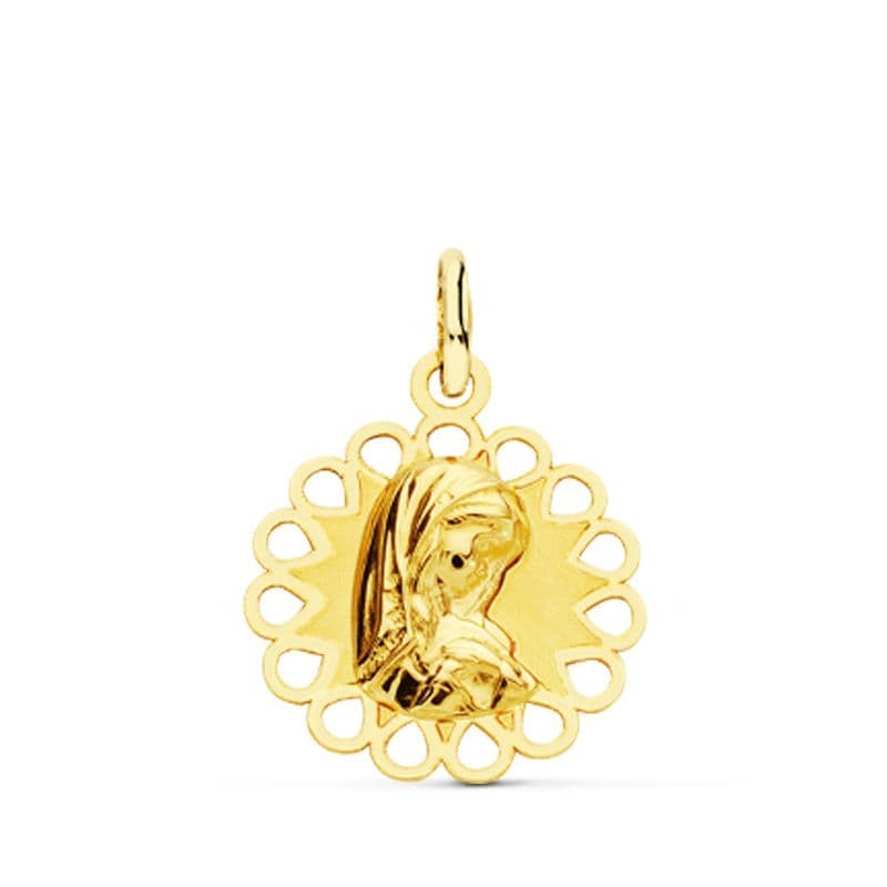 Medalla Oro Amarillo Virgen Niña Calada 18X15 Mm oro 18k