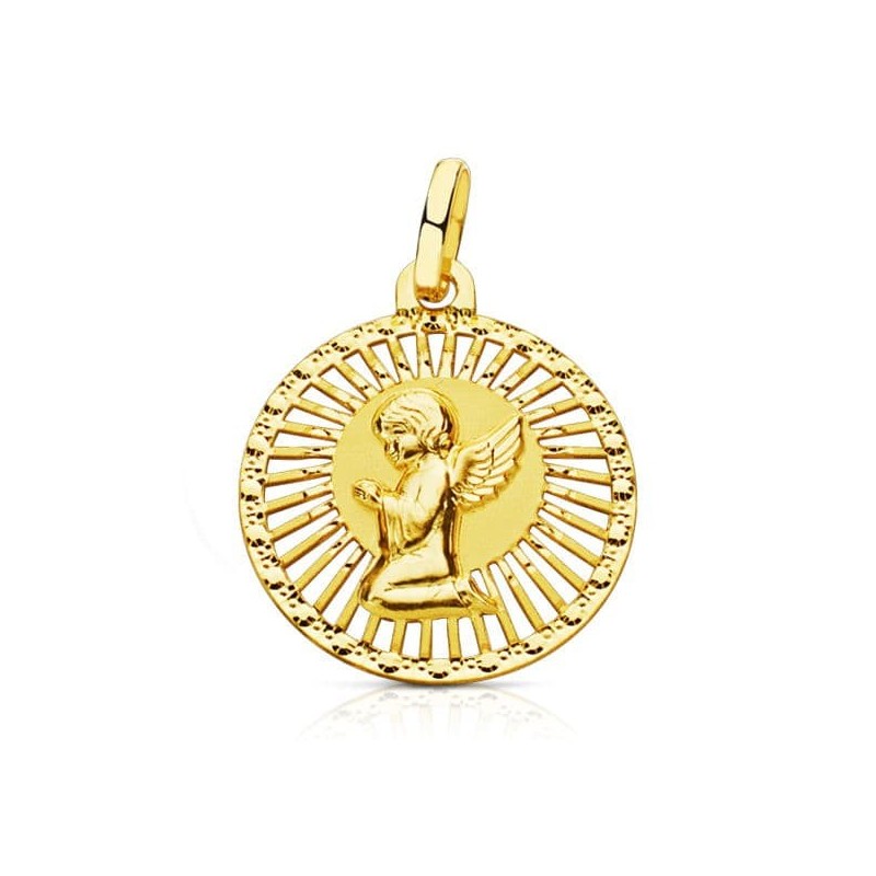 Medalla Oro Amarillo Angel Cerco Calado 21X19 Mm oro 18k
