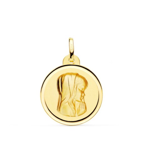 Medalla Oro Amarillo Virgen Niña Bisel 20 Mm oro 18k