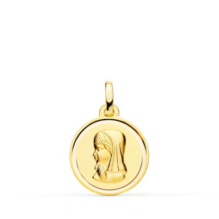 Medalla Oro Amarillo Virgen Niña Bisel 16 Mm oro 18k