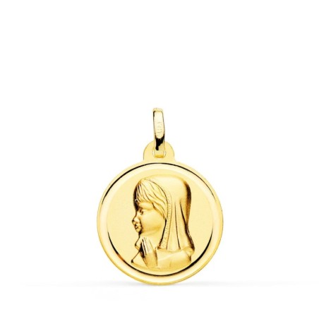 Medalla Oro Amarillo Virgen Niña Bisel 18 Mm oro 18k