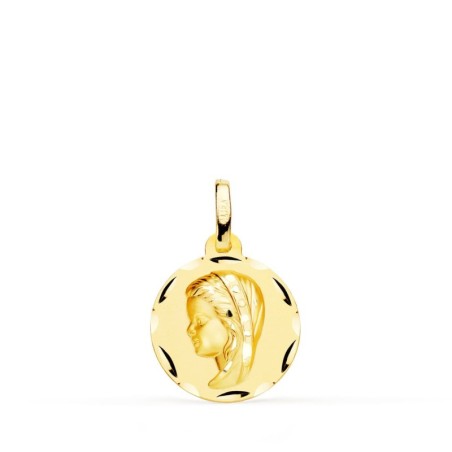 Medalla Oro Amarillo Virgen Niña Tallada 14 Mm oro 18k