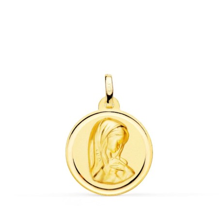 Medalla Oro Amarillo Virgen Niña Bisel 18 Mm oro 18k
