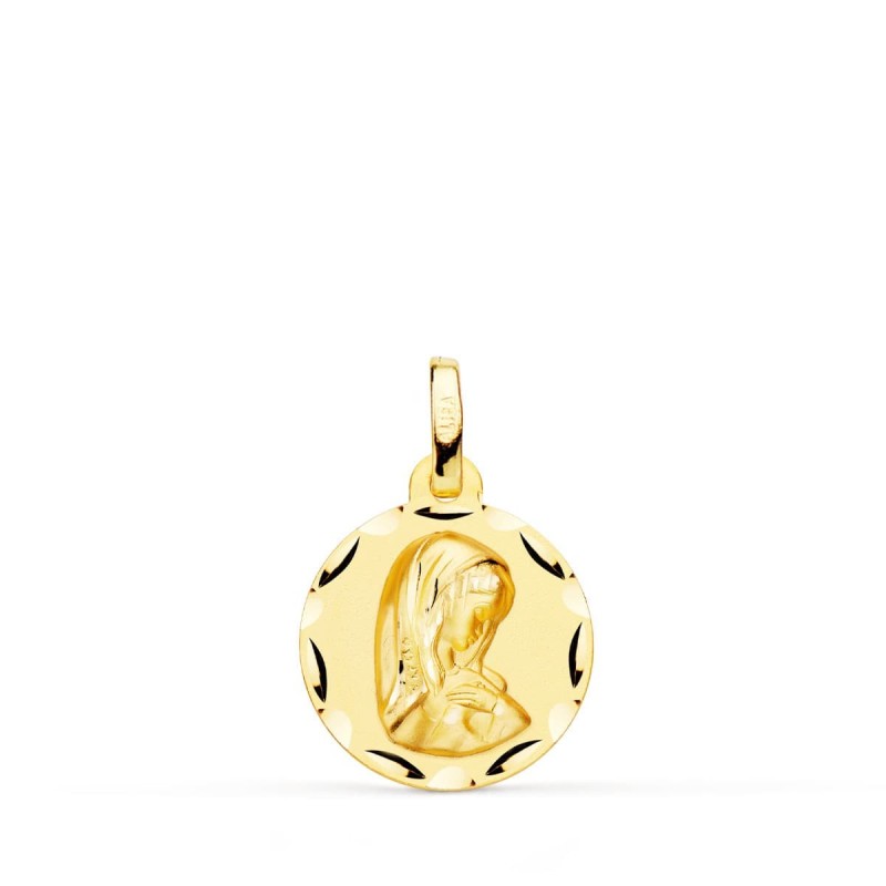 Medalla Oro Amarillo Virgen Niña 14 Mm oro 18k