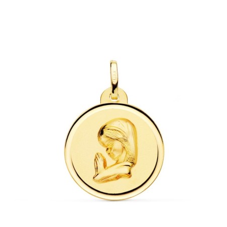 Medalla Oro Amarillo Virgen Niña Bisel 20 Mm oro 18k