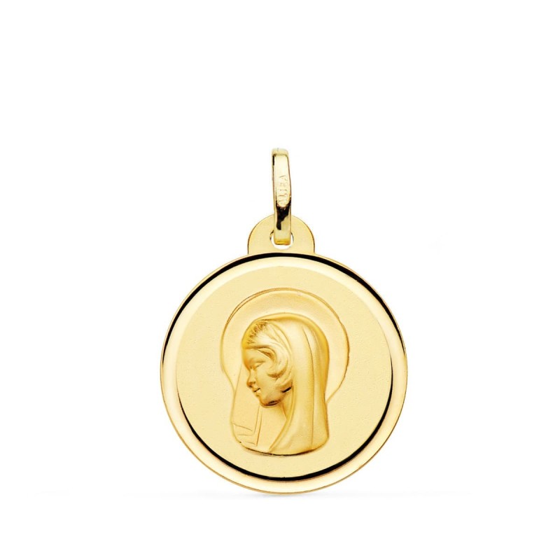 Medalla Oro Amarillo Virgen Maria ( Regina Caelorum ) Bisel 20 Mm oro 18k