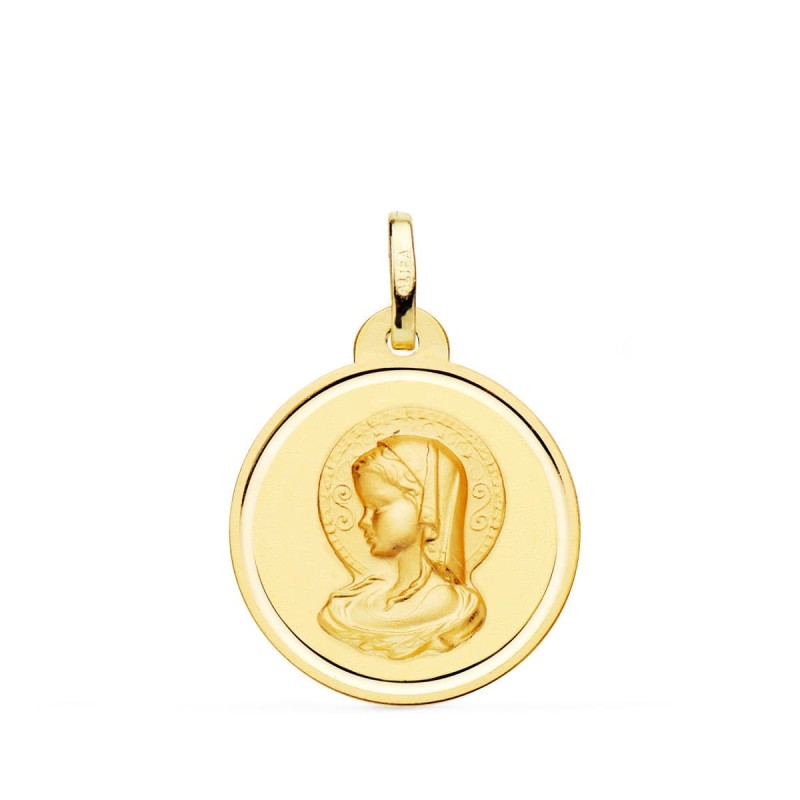 Medalla Oro Amarillo Virgen Maria ( Virgo Virginium ) Bisel 20 Mm oro 18k