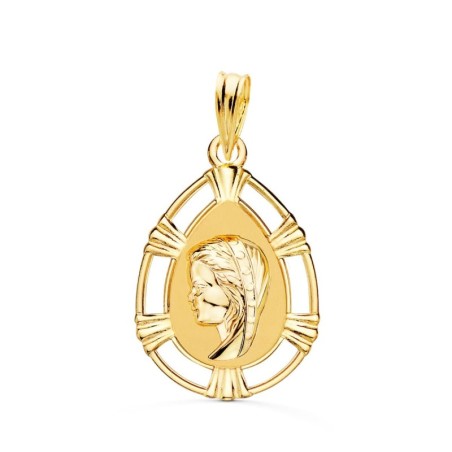 Medalla Oro Amarillo Virgen Niña Lagrima 23X15 Mm oro 18k